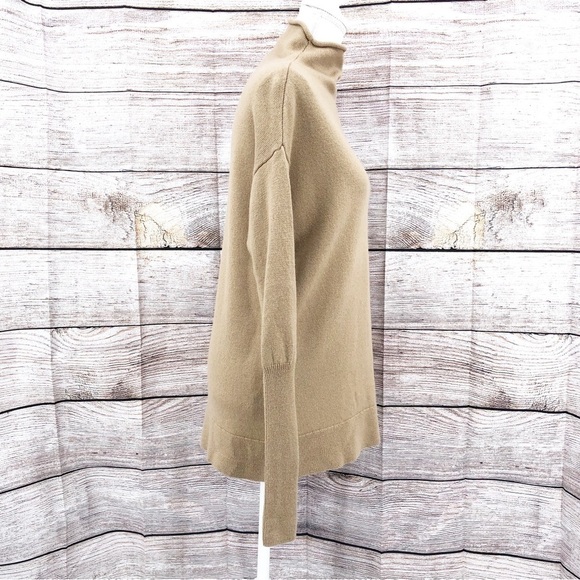 Aritzia Wilfred Tan Cyprie 100% Merino Wool Rolled Mock Neck Sweater Size S - Picture 3 of 9